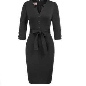 NWT Grace Karin Black Retro 3/4 Sleeve Pencil Dress Large